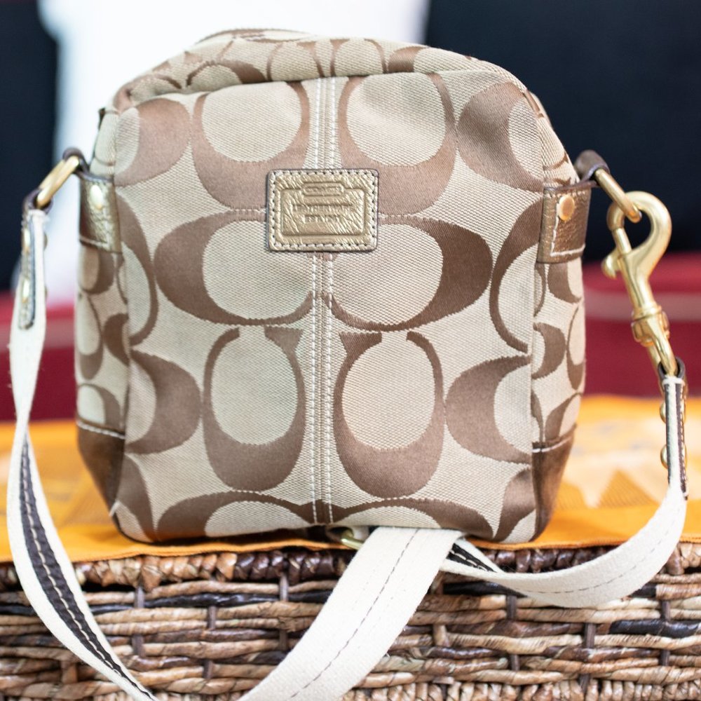 Brown Letter and Suede Bottom Small Bag